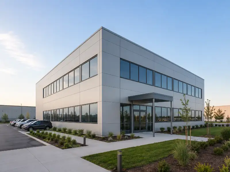Custom metal office building exterior for commercial projects